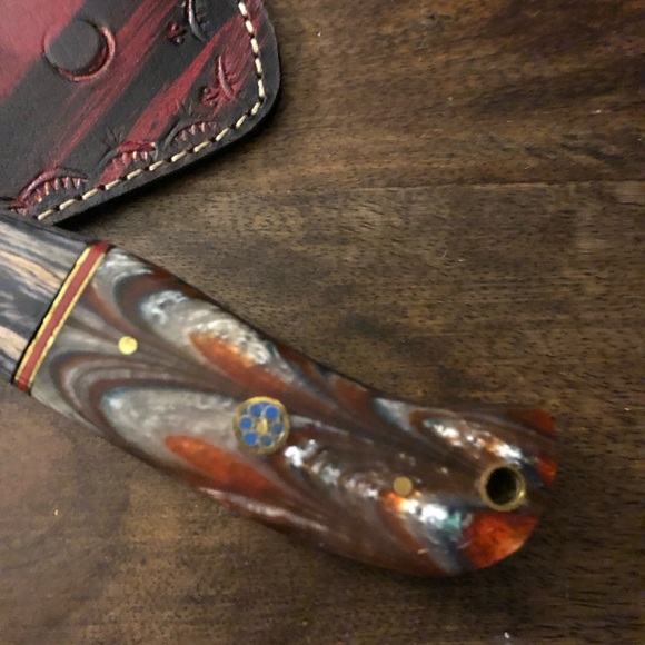 Beautiful Damascus Mini Cleaver/Chopper with Leather Sheath (Bullcutter) - Picture 6 of 10